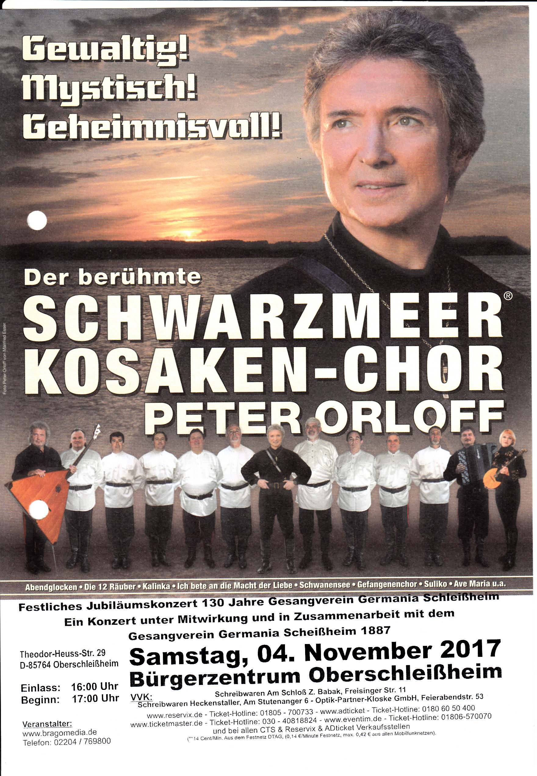 Plakat Konzert Schwarzmeer Kosaken-Chor Peter Orloff Samstag, 4.11.2017